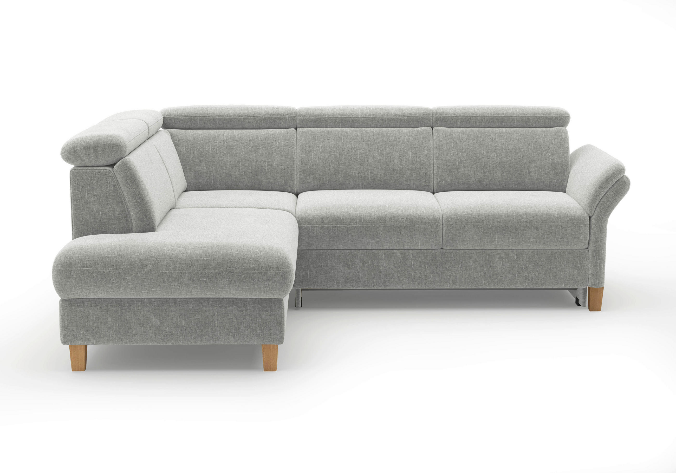 ECKSOFA GLENDALE E Hellgrau Flachgewebe  - Eichefarben/Hellgrau, KONVENTIONELL, Holz/Textil (193/247cm) - Sit & More