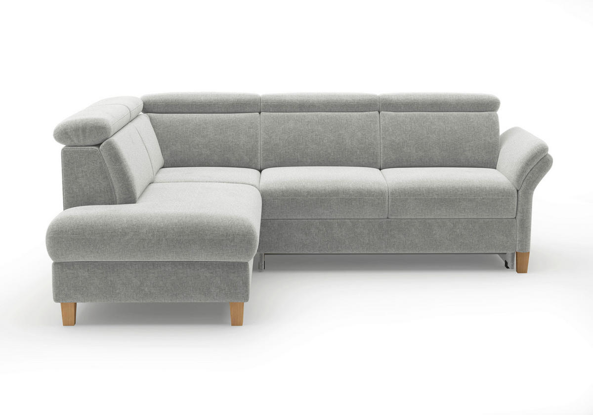 ECKSOFA GLENDALE E Hellgrau Flachgewebe  - Eichefarben/Hellgrau, KONVENTIONELL, Holz/Textil (193/247cm) - Sit & More