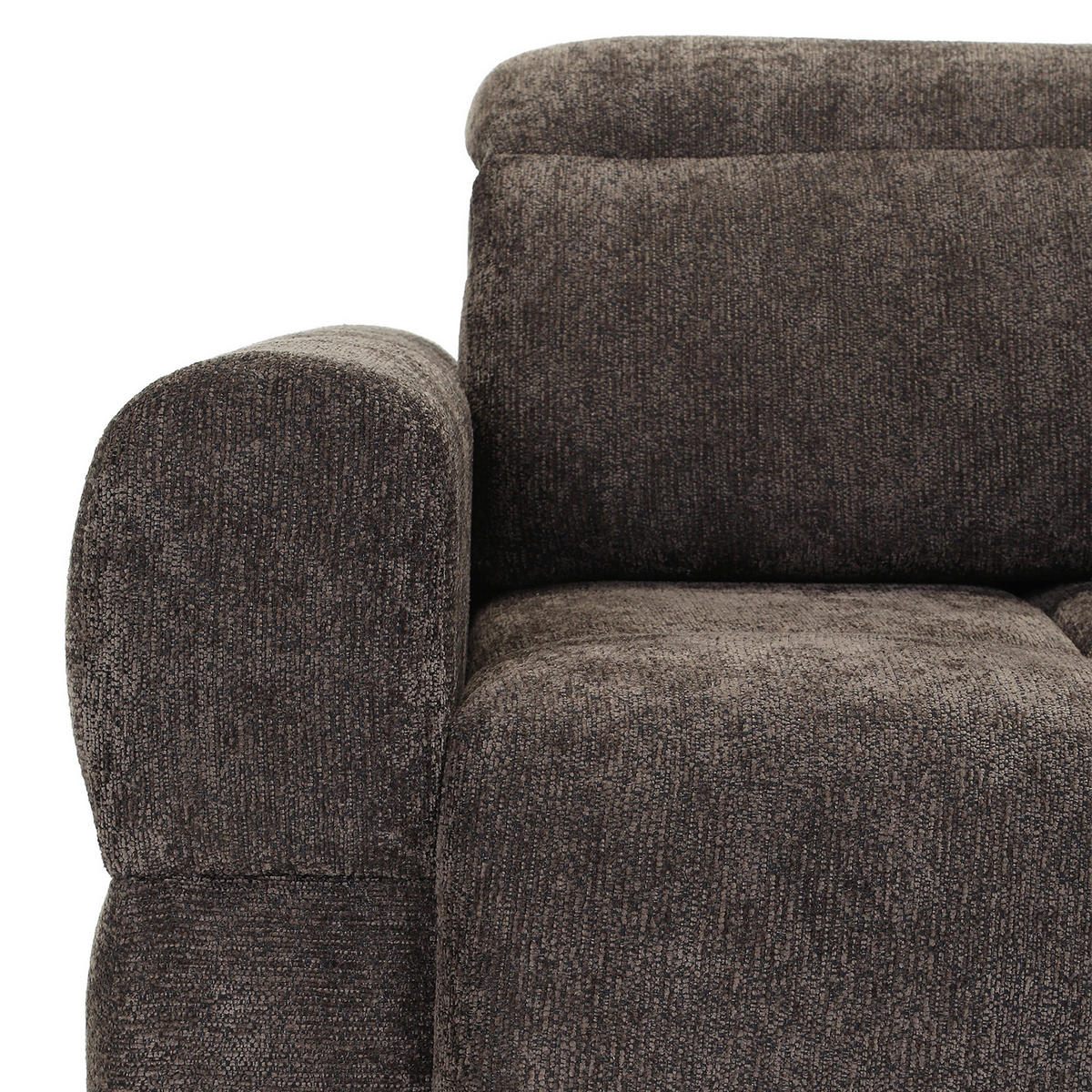 ECKSOFA Dunkelbraun Chenille Bettkasten, Rücken echt, Kopfteilverstellung, Sitztiefenverstellung  - Dunkelbraun/Schwarz, MODERN, Kunststoff/Textil (268/165cm) - Carryhome