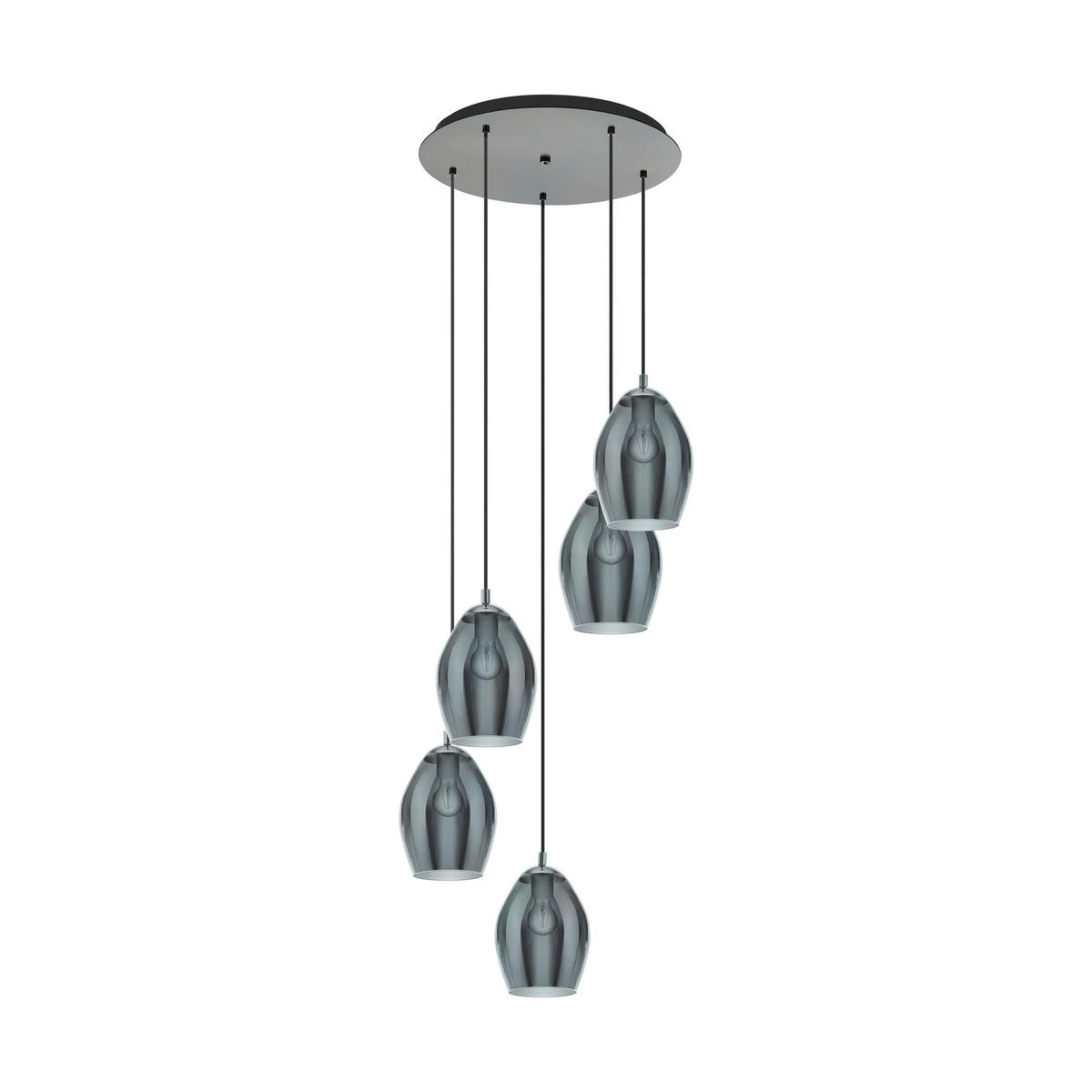 LED-HÄNGELEUCHTE 58/200 cm  - Schwarz, Design, Glas/Metall (58/200cm) - Eglo