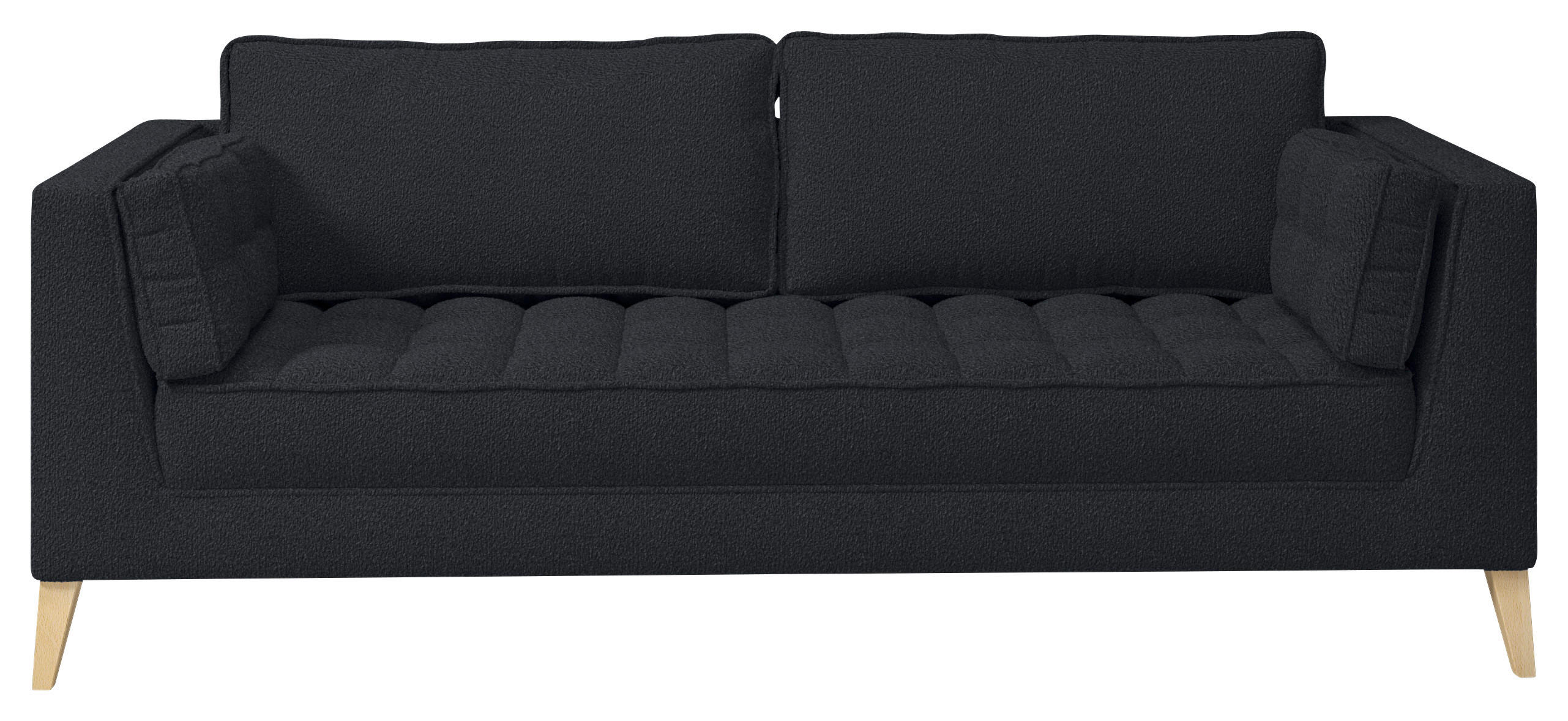 3-SITZER-SOFA Bouclé Schwarz  - Schwarz/Naturfarben, Design, Holzwerkstoff/Textil (170/95/85cm) - MID.YOU
