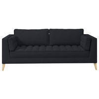 3-SITZER-SOFA in Bouclé Schwarz  - Schwarz/Naturfarben, Design, Holzwerkstoff/Textil (170/95/85cm) - MID.YOU