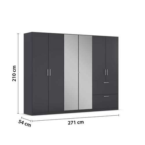 DREHTÜRENSCHRANK  in Grau  - Chromfarben/Grau, MODERN, Holzwerkstoff/Kunststoff (271/210/54cm) - Rauch Möbel