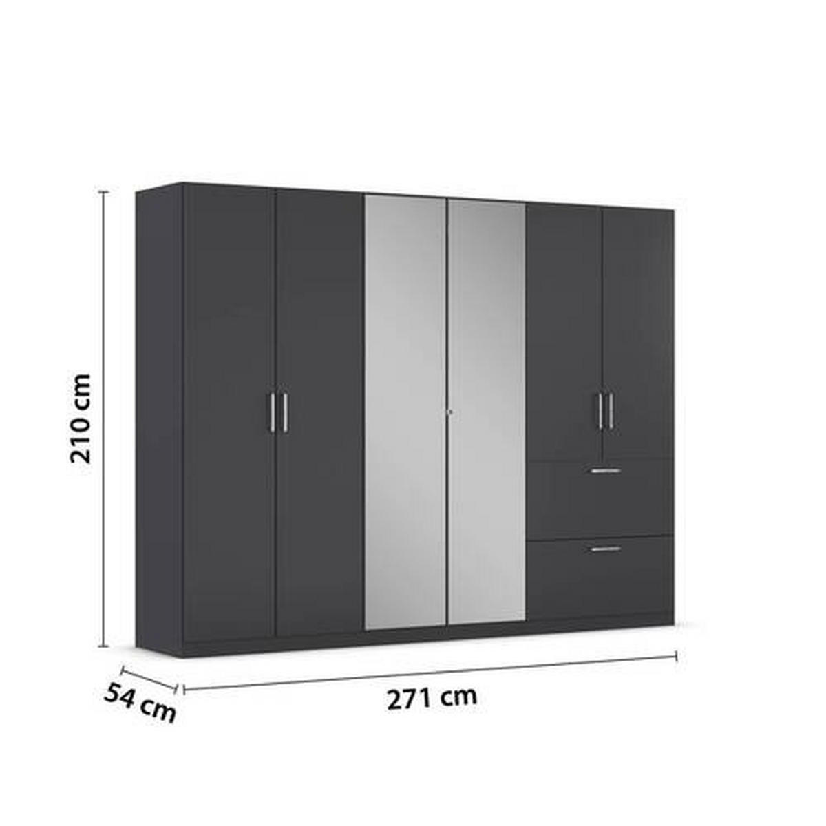 NYÍLÓAJTÓS SZEKRÉNY szürke  - króm/szürke, Modern, műanyag/faalapú anyag (271/210/54cm) - Rauch Möbel