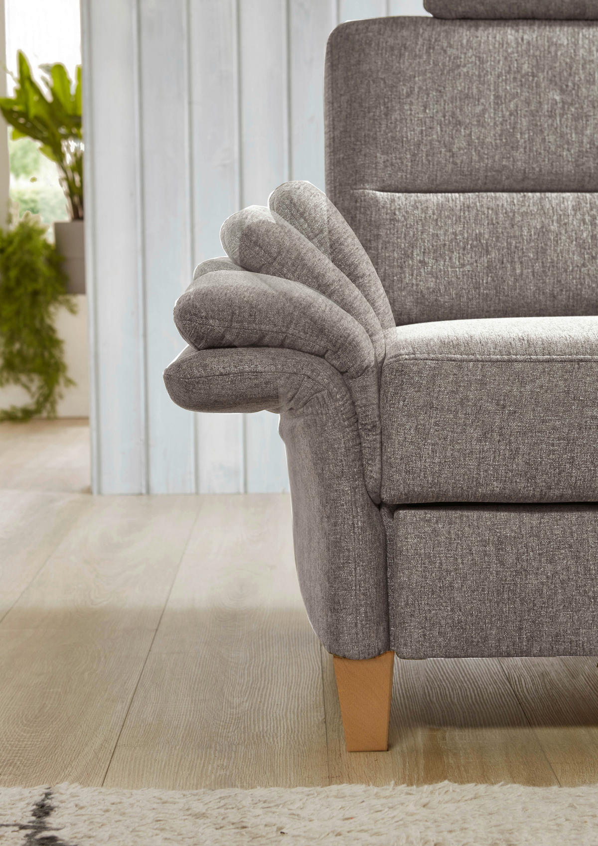 ECKSOFA in Flachgewebe Graubraun  - Eichefarben/Graubraun, Konventionell, Holz/Textil (252/162cm) - Sit & More