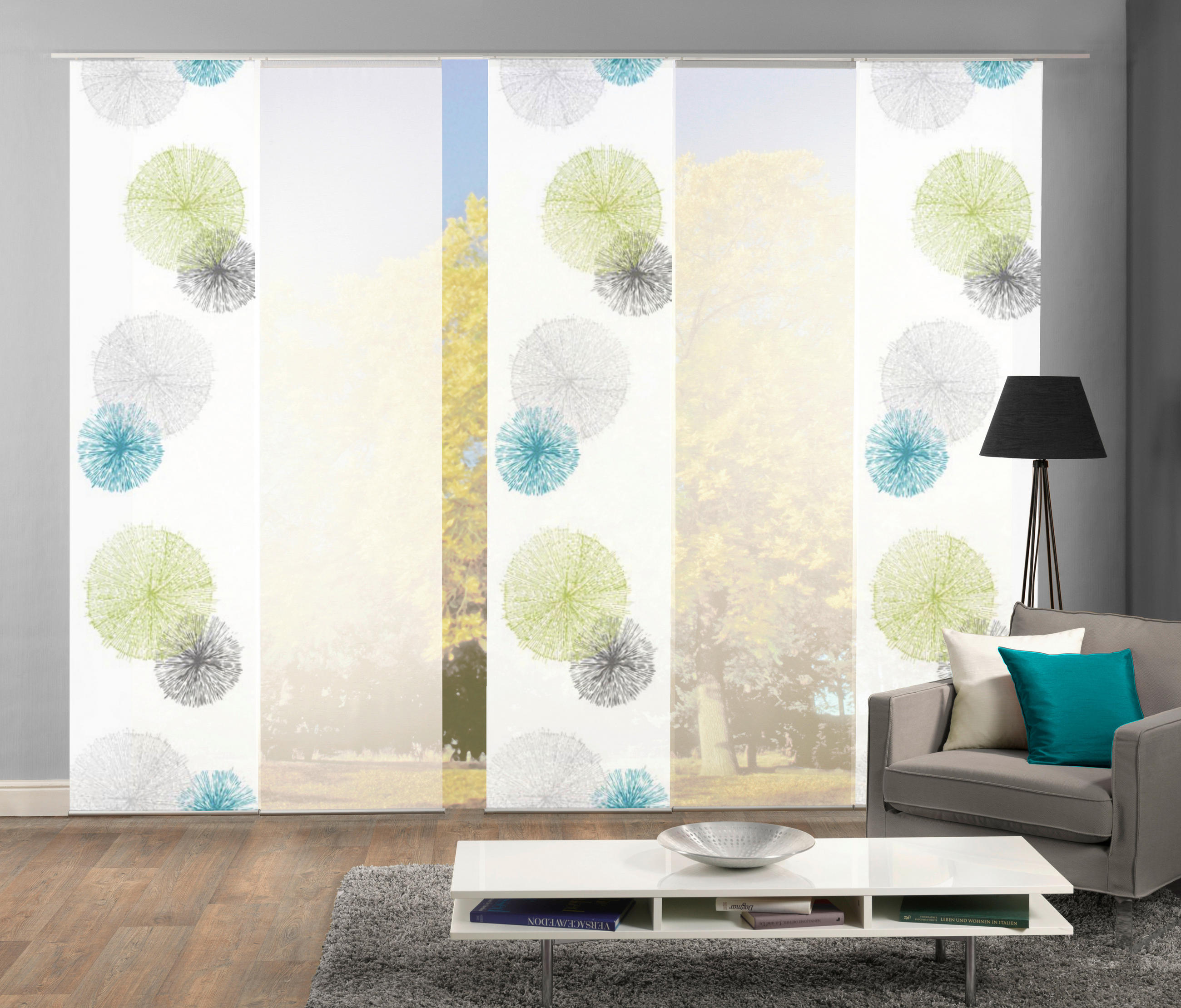 FLÄCHENVORHANG RAWLINS, 5-TLG.  5 Stück  blickdicht   60/245 cm  - Grün, Basics, Textil (60/245cm)
