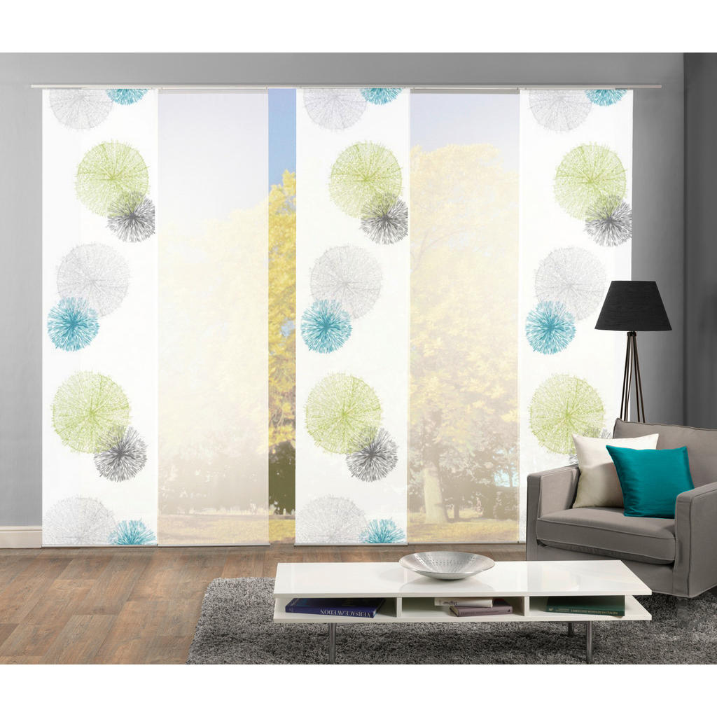 Flächenvorhang 5-Tlg. Rawlins B: 60 cm, Grün