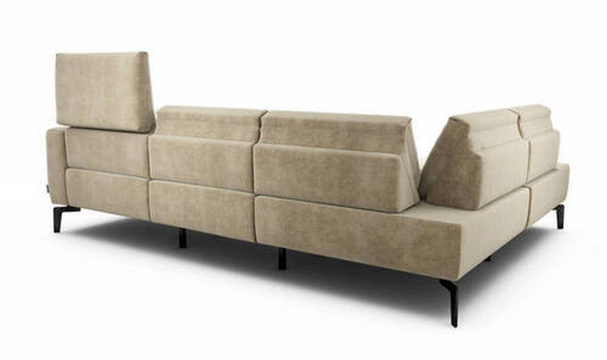 ECKSOFA in Samt Sandfarben  193/256 cm  - Sandfarben/Schwarz, Design, Textil/Metall (193/256cm) - SENSOO
