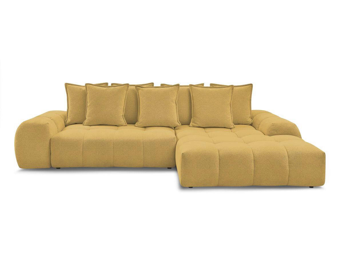 ECKSCHLAFSOFA EVEREST  mit Rücken echt, Armteil links, Armteil rechts Flachgewebe Gelb  - Gelb/Schwarz, MODERN, Kunststoff/Textil (318/180cm) - Livetastic