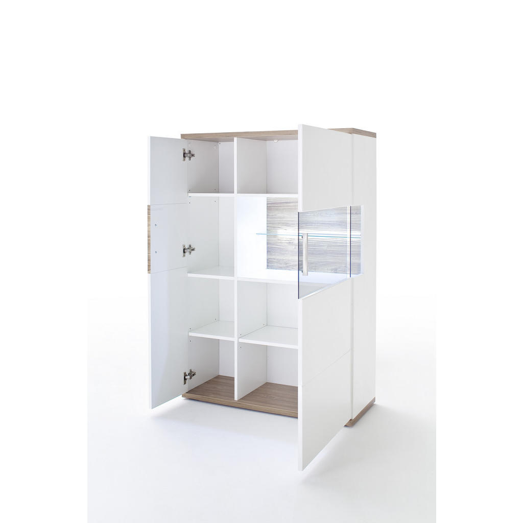 Thumbnail - Livetastic Highboard Colombo, Weiß, Eiche, Glas, Holzwerkstoff, 90x135x37 cm, Made in EU, Wohnzimmer, Kommoden & Sideboa...