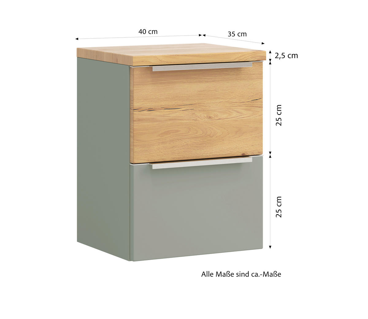 UNTERSCHRANK 40/54/35 cm   - Schilfgrün/Wildeiche, Trend, Holzwerkstoff/Metall (40/54/35cm) - Held