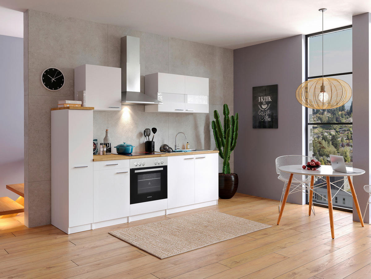 MODULKÖK 240 cm   i vit  - stålfärgad/vit, Basics, metall/trämaterial (240cm) - Respekta