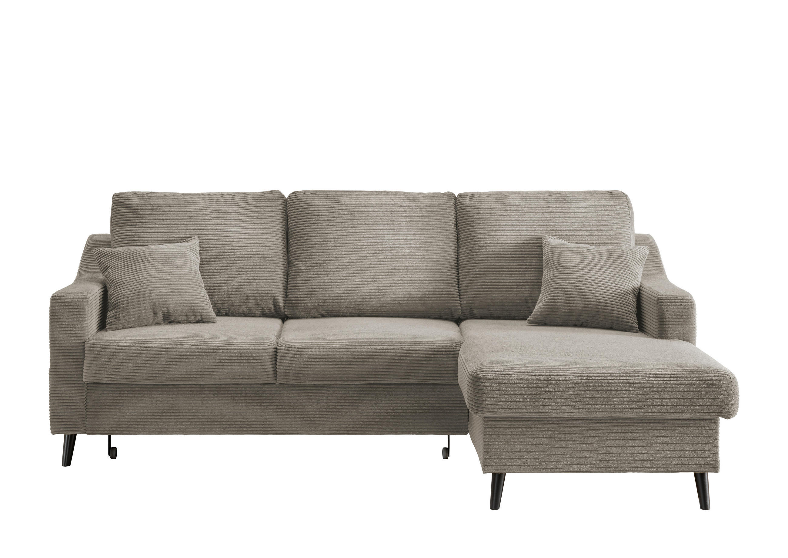 ECKSOFA Graubraun Cord  - Graubraun/Schwarz, Design, Holz/Textil (228/150cm) - P & B