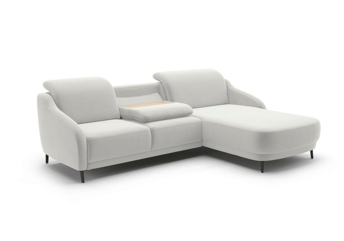 ECKSOFA BLUES V Sandfarben Samt  - Sandfarben/Schwarz, MODERN, Textil/Metall (271/191cm) - Sit & More