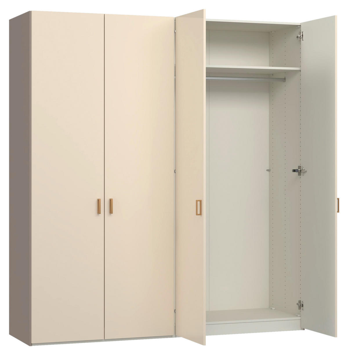 DREHTÜRENSCHRANK 203/220/59 cm,  in Creme, Hellbraun, 4-türig  - Hellbraun/Creme, Design, Glas/Holzwerkstoff (203/220/59cm) - Jutzler