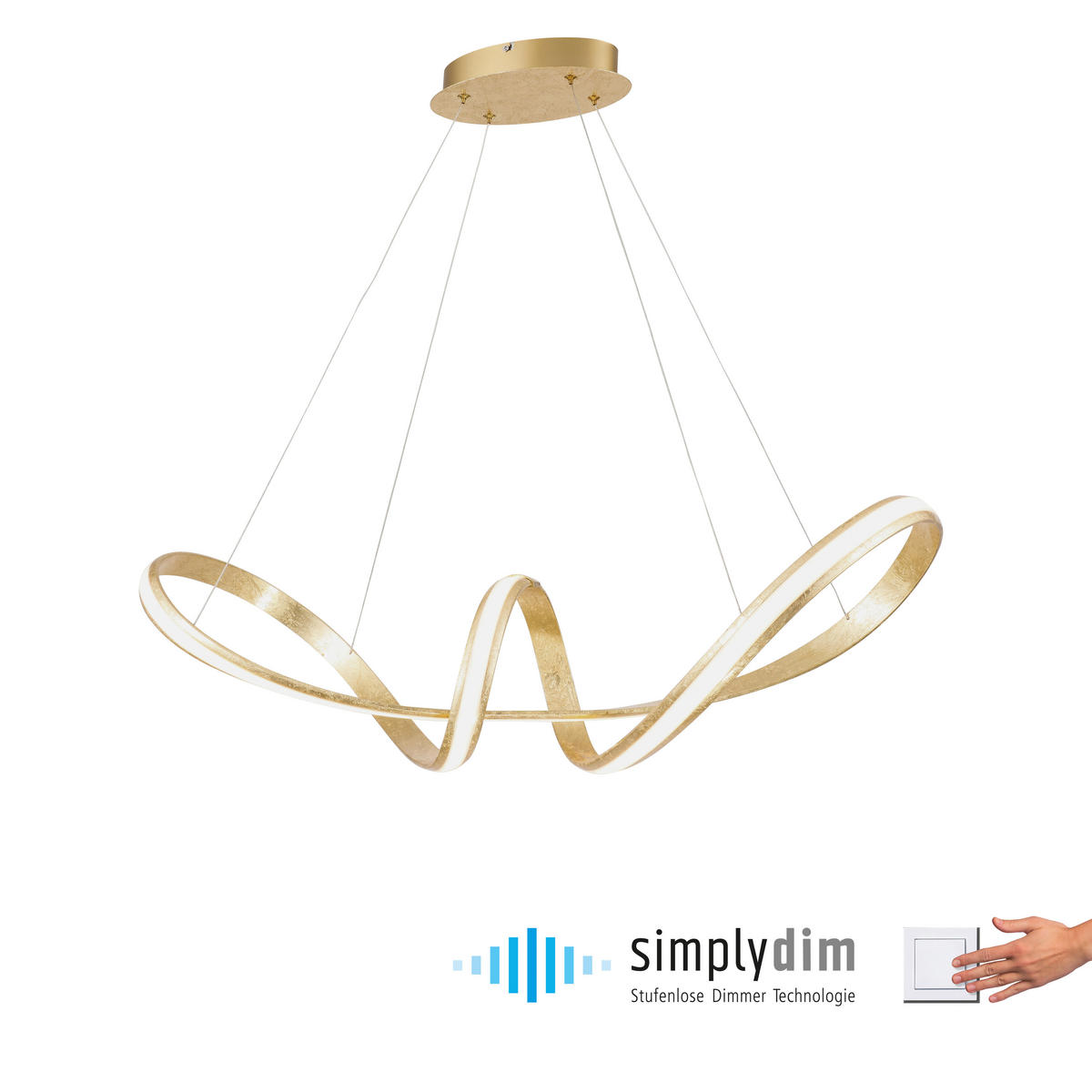 LED-HÄNGELEUCHTE Melinda 91 cm   - Goldfarben, Design, Kunststoff/Metall (91cm) - Paul Neuhaus