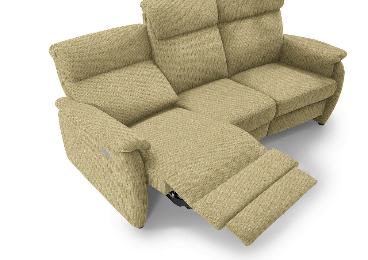 TRAPEZSOFA in Flachgewebe Gelb, Hellgrün  - Gelb/Schwarz, Konventionell, Textil/Metall (219/107/97cm) - Pure Home Comfort
