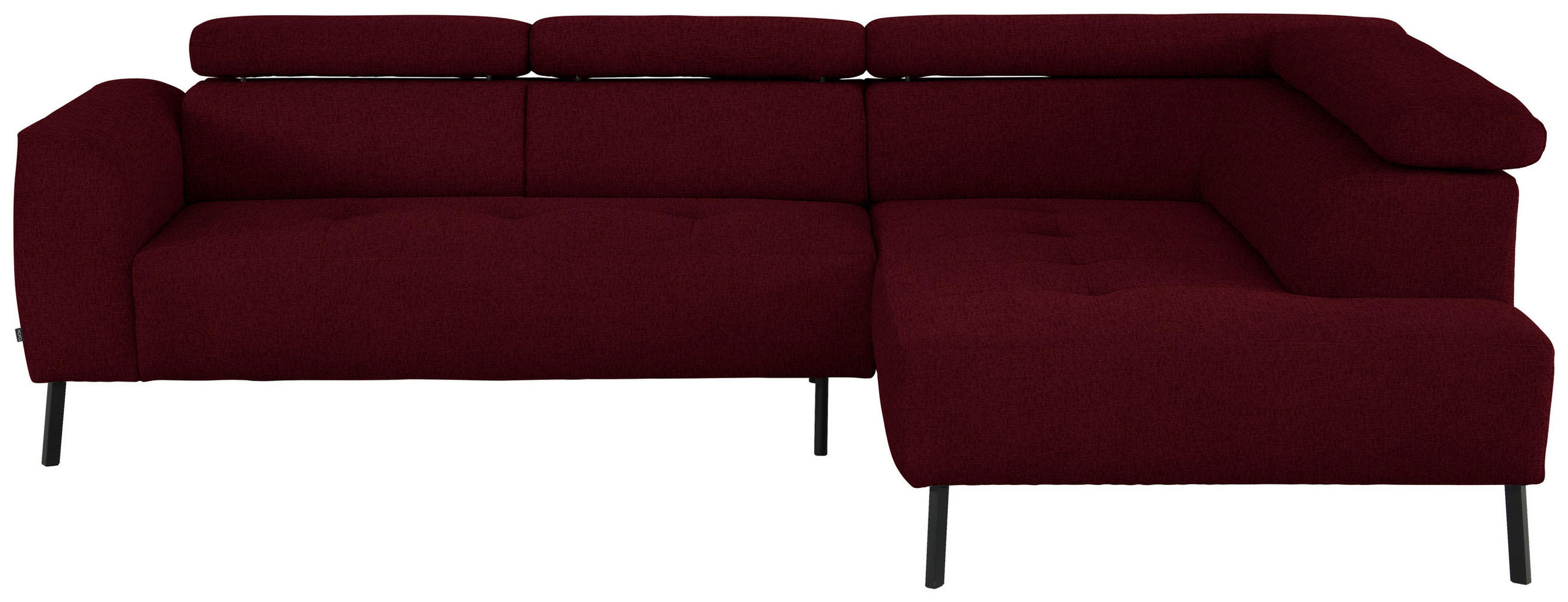 ECKSOFA in Chenille Rot  - Rot/Schwarz, Design, Textil/Metall (280/205cm) - Xora