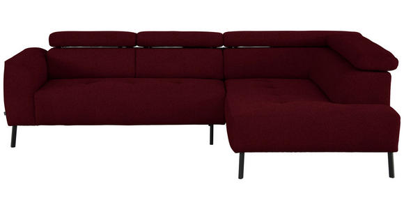 ECKSOFA in Chenille Rot  280/205 cm  - Rot/Schwarz, Design, Textil/Metall (280/205cm) - Xora