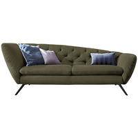 CHESTERFIELD-SOFA  in Mikrofaser Olivgrün  - Schwarz/Olivgrün, Design, Textil/Metall (223/84/90cm) - Pure Home Lifestyle