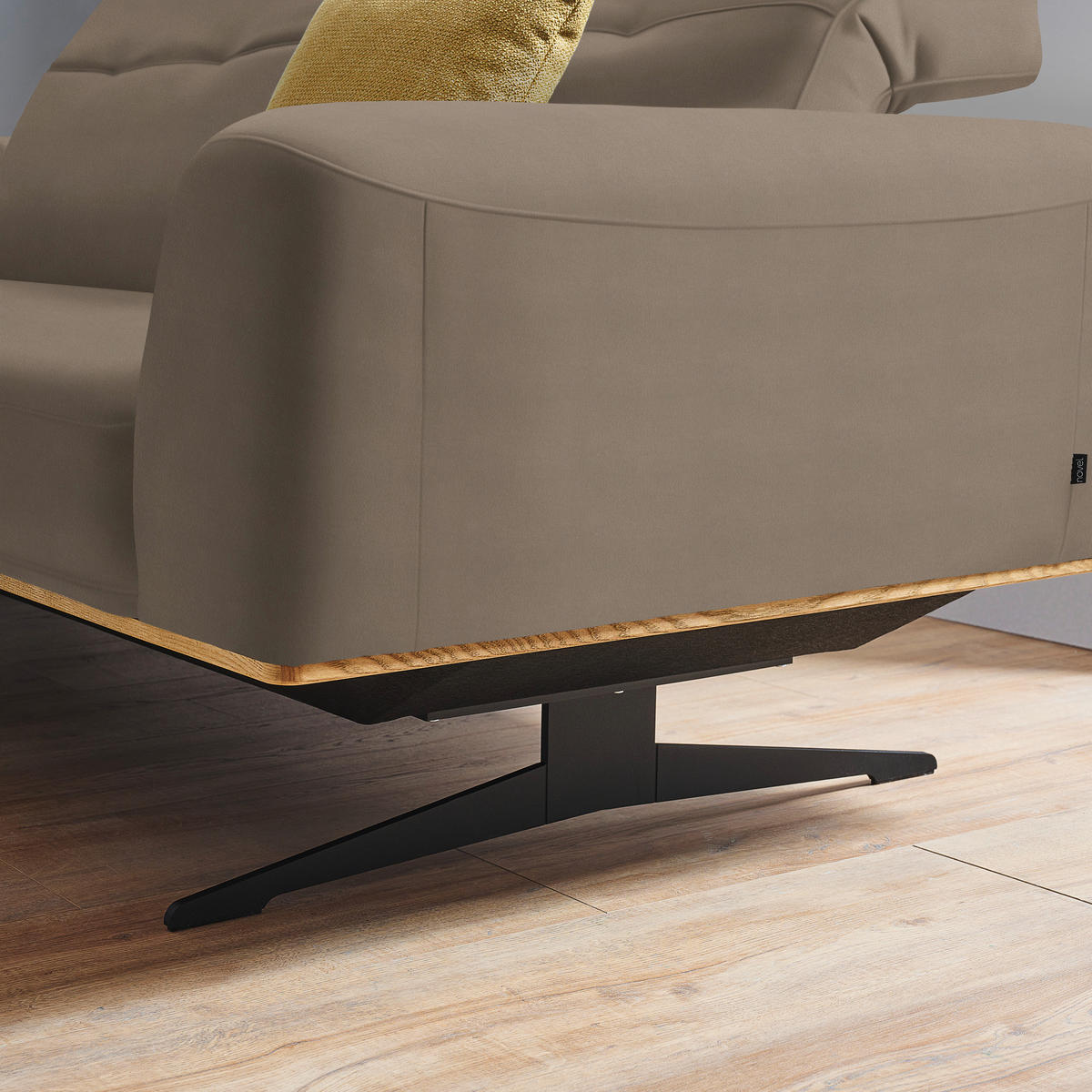 2-SITZER-SOFA in Echtleder Hellbraun  - Hellbraun/Schwarz, Design, Leder/Holz (174/76-97/102cm) - Novel