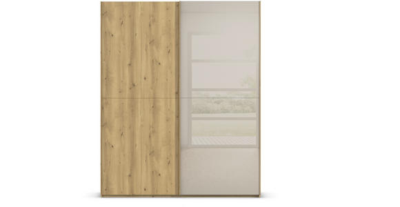 SCHWEBETÜRENSCHRANK 180/223/68 cm 2-türig Eichefarben, Fango  - Fango/Eichefarben, Design, Glas/Holz (180/223/68cm) - Novel