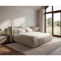 POLSTERBETT 180/200 cm,  in Beige, gepolstertes Kopfteil, Lattenrost, Bettkasten,  - Beige/Schwarz, Design, Holz/Kunststoff (180/200cm) - Chameo