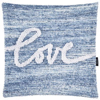 KISSENHÜLLE LOVE 45/45 cm  - Blau/Creme, Textil (45/45cm) - Novel