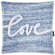 KISSENHÜLLE LOVE 45/45 cm  - Blau/Creme, Textil (45/45cm) - Novel