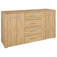 SIDEBOARD 140/81/42 cm  in Sonoma Eiche  - Alufarben/Sonoma Eiche, Basics, Holzwerkstoff/Kunststoff (140/81/42cm) - Xora