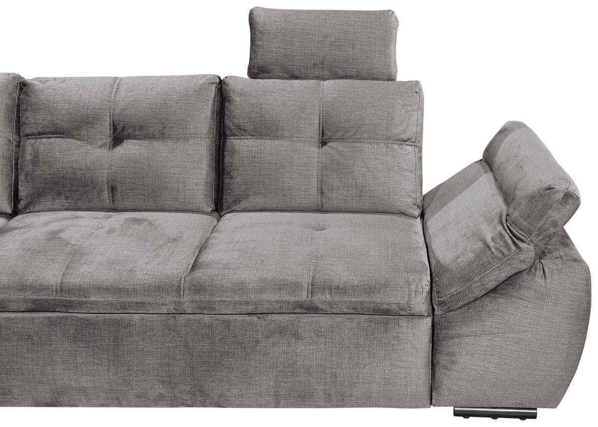 ECKSOFA in Mikrovelours Hellgrau  - Hellgrau/Schwarz, KONVENTIONELL, Kunststoff/Textil (217/265cm) - Carryhome