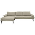 ECKSOFA in Echtleder Ecru  180/310 cm  - Ecru/Schwarz, Design, Leder/Metall (180/310cm) - Dieter Knoll