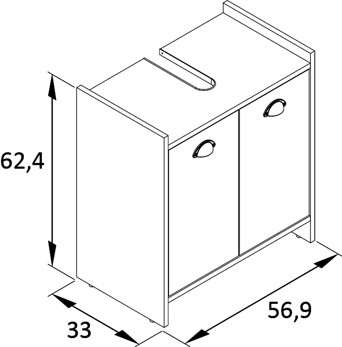 WASCHBECKENUNTERSCHRANK 56,9/62,4/33 cm  - Pastellblau/Eichefarben, KONVENTIONELL, Holzwerkstoff/Metall (56,9/62,4/33cm) - Stylife