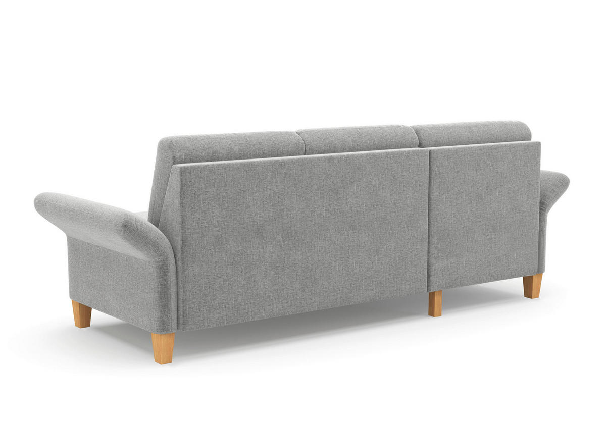 ECKSOFA ROCHELLE E Hellgrau Flachgewebe  - Eichefarben/Hellgrau, KONVENTIONELL, Holz/Textil (164/251cm) - Sit & More