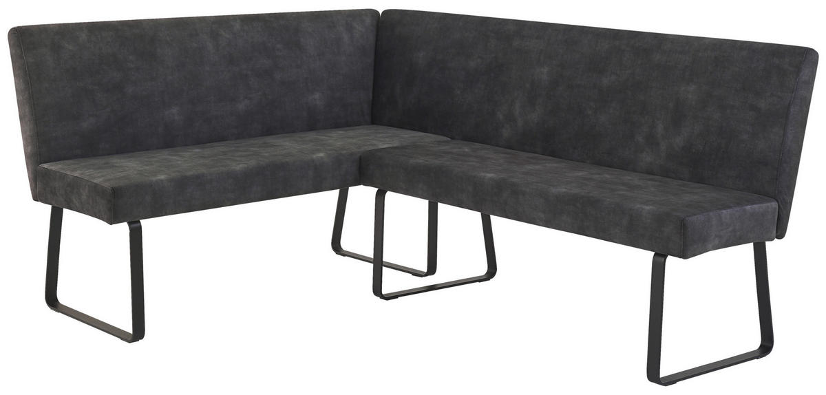 ECKBANK 155/197 cm Samt Dunkelgrau   - Dunkelgrau/Schwarz, LIFESTYLE, Textil/Metall (155/197cm) - MID.YOU