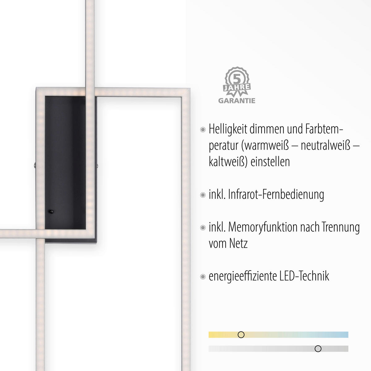 LED-DECKENLEUCHTE Iven 60,5/32,5/6,5 cm   - Schwarz, Design, Kunststoff/Metall (60,5/32,5/6,5cm)