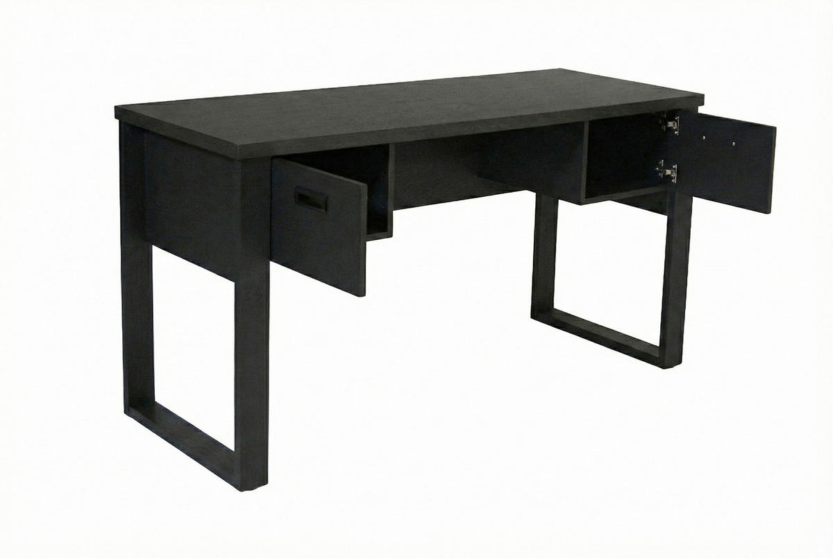 ECKSCHREIBTISCH 140/55/75 cm Schwarz, Eichefarben Stauraum, in verschiedenen Holz-Dekoren erhältlich  - Eichefarben/Schwarz, MODERN, Holzwerkstoff/Metall (140/55/75cm) - Livetastic