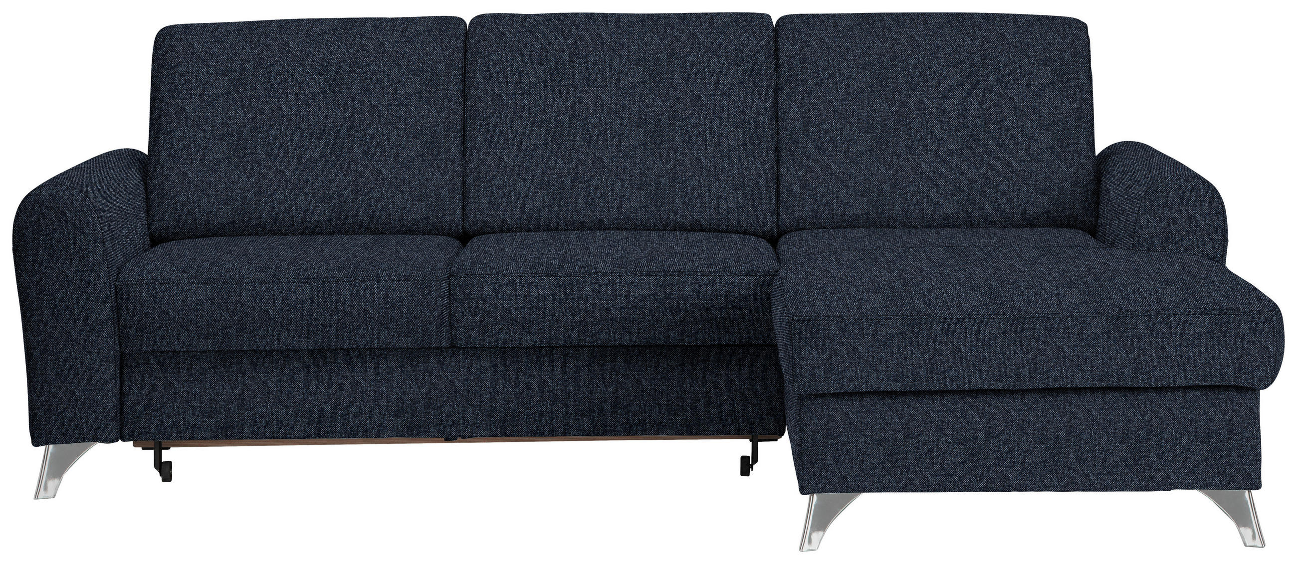 ECKSOFA in Flachgewebe Dunkelblau  - Silberfarben/Dunkelblau, Design, Textil/Metall (244/167cm) - Cantus