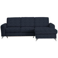 ECKSOFA Dunkelblau Flachgewebe  - Silberfarben/Dunkelblau, Design, Textil/Metall (244/167cm) - Cantus