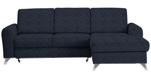ECKSOFA Dunkelblau Flachgewebe - Silberfarben/Dunkelblau, Design, Textil/Metall (244/167cm) - Cantus