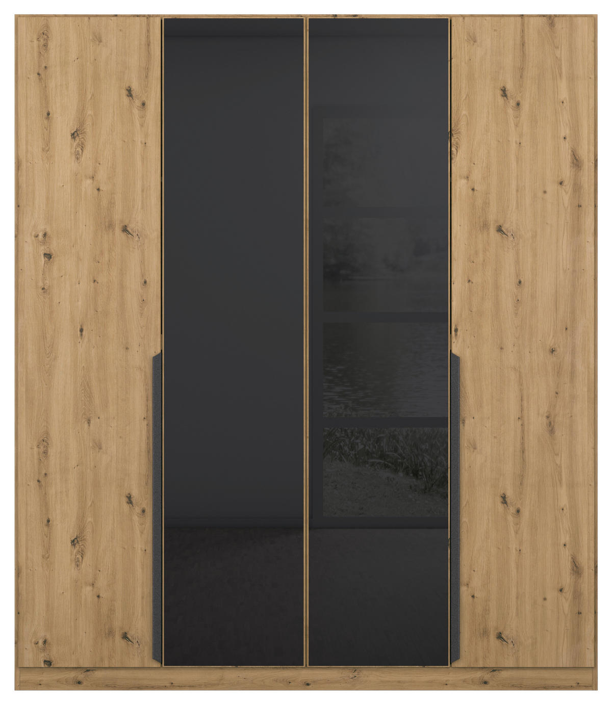 NYÍLÓAJTÓS SZEKRÉNY antracit, Artisan tölgy  - Artisan tölgy/antracit, Modern, faalapú anyag/Üveg (181/210/54cm) - Xora