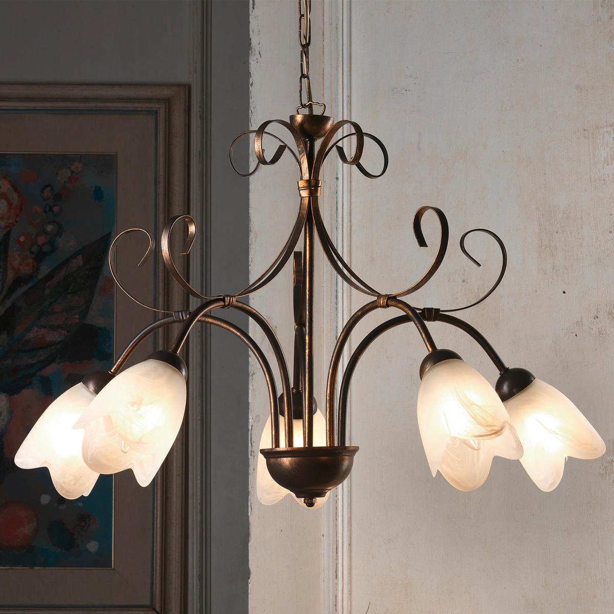 KRONLEUCHTER 4623 ODINO 65/65/100 cm   - Braun, KONVENTIONELL, Metall (65/65/100cm)