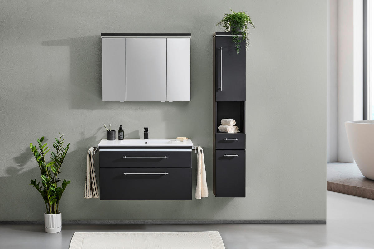 HOCHSCHRANK 30/164/30 cm  - Chromfarben/Grau, KONVENTIONELL, Glas/Holzwerkstoff (30/164/30cm) - Novel