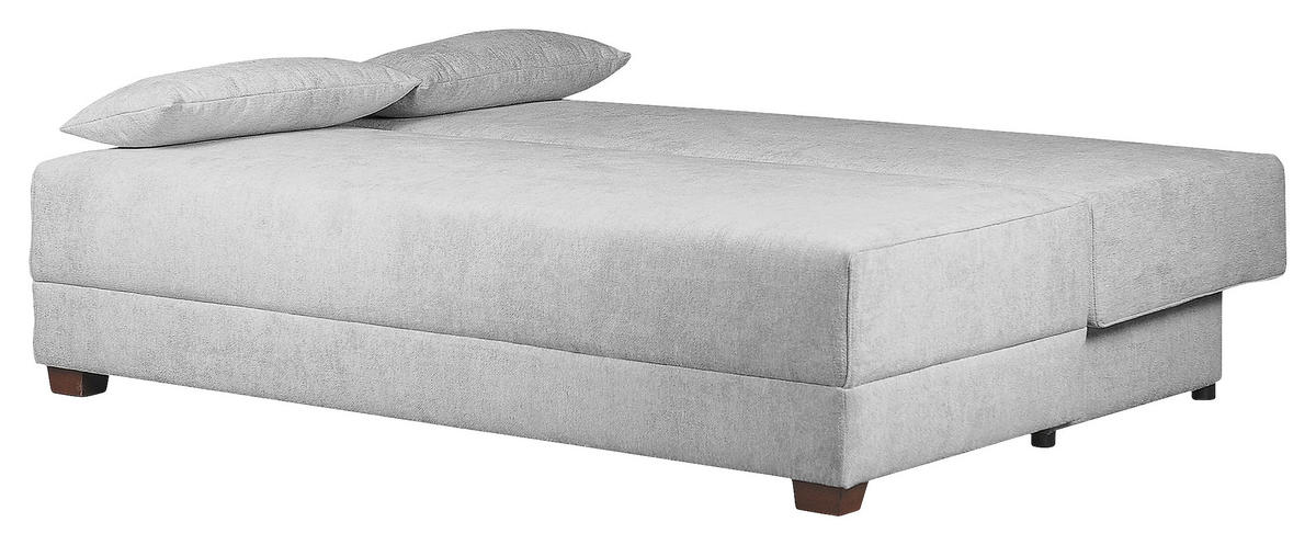 SCHLAFSOFA Webstoff Hellgrau  - Dunkelbraun/Hellgrau, Design, Holz/Textil (202/85/110cm) - MID.YOU