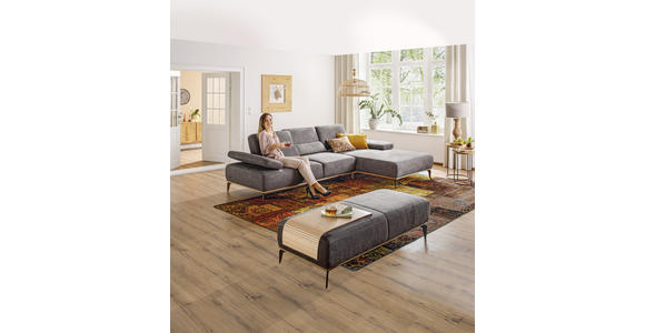 WOHNLANDSCHAFT Braun Flachgewebe - Beige/Braun, Design, Textil/Metall (298/178cm) - Valnatura