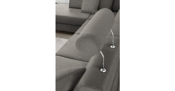 WOHNLANDSCHAFT in Webstoff Grau - Schwarz/Grau, Design, Holz/Textil (198/296/165cm) - Xora