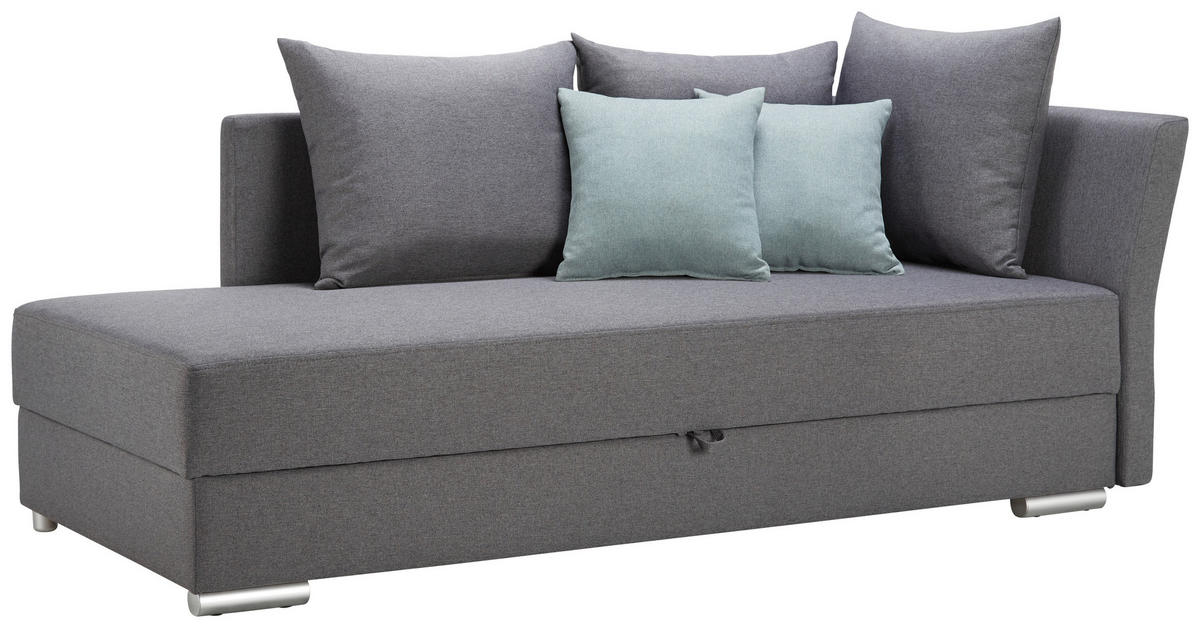 LIEGE in Webstoff Anthrazit  - Chromfarben/Anthrazit, Design, Kunststoff/Textil (220/93/100cm) - Xora
