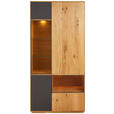 VITRINE in massiv Wildeiche Anthrazit, Eichefarben  - Eichefarben/Anthrazit, Design, Glas/Holz (98/205/42cm) - Waldwelt