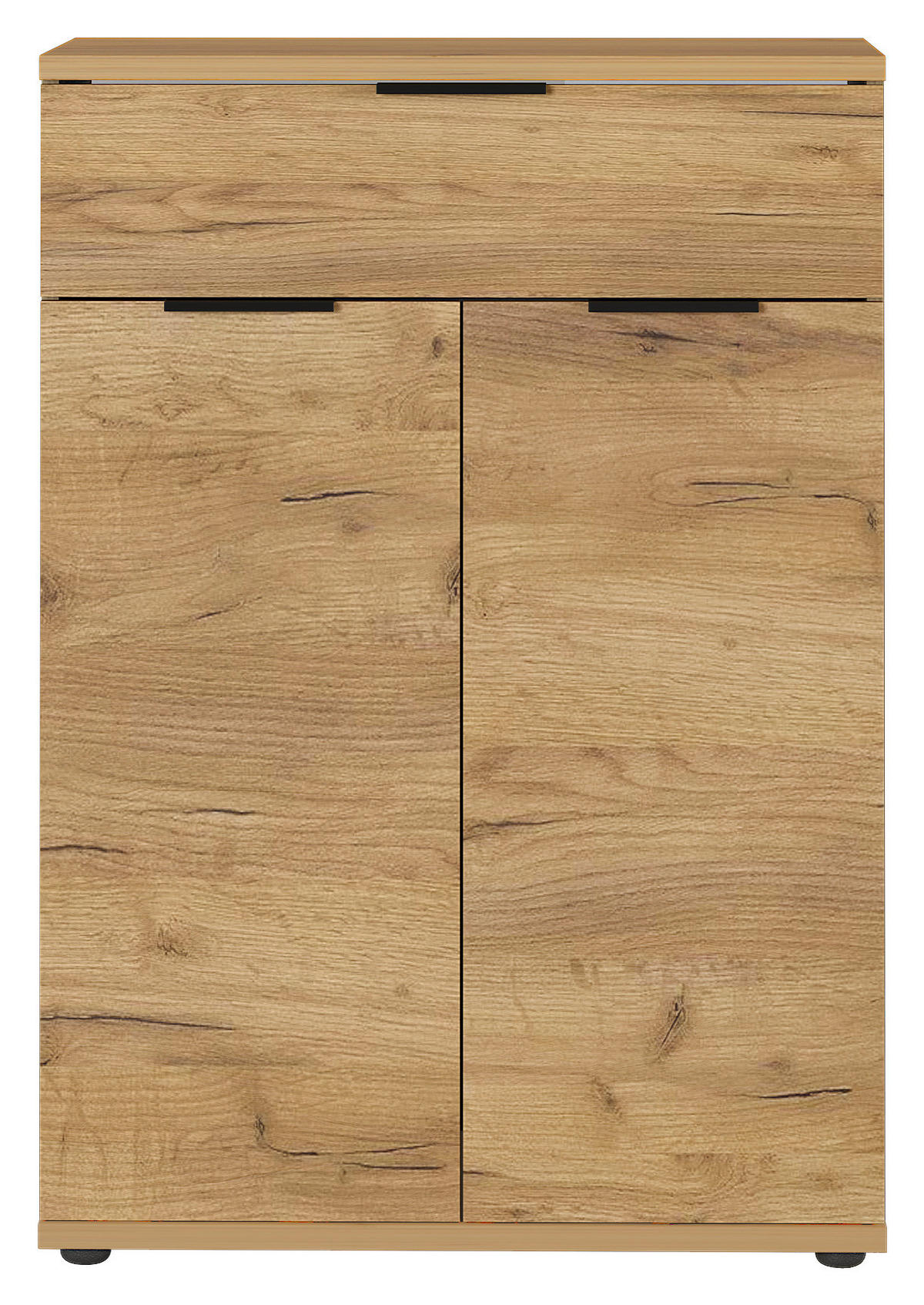 SCHUHSCHRANK Eichefarben  - Eichefarben/Schwarz, KONVENTIONELL, Holzwerkstoff/Kunststoff (75/108/37cm) - Germania