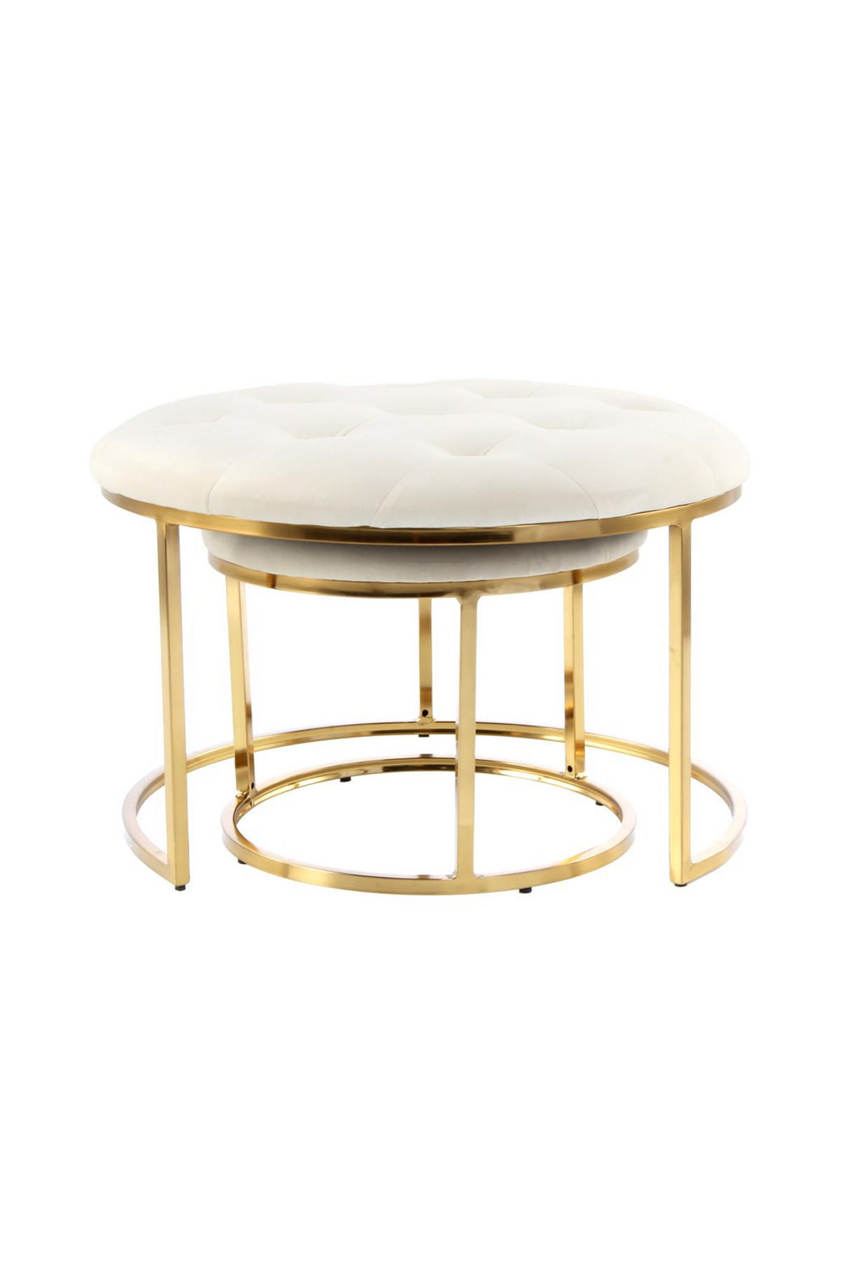 HOCKERSET Creme, Goldfarben  - Goldfarben/Creme, Design, Textil/Metall (40 / 60/32 / 41/40 / 60cm) - Kayoom